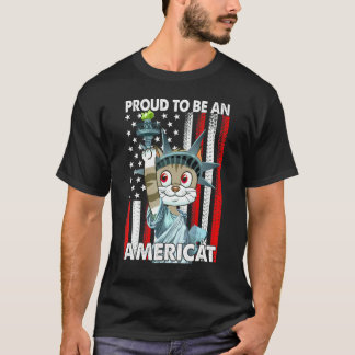 Camiseta 4 De Julho Orgulhoso De Ser Um Gato Americano Dos 