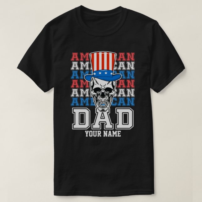 Camiseta 4 de julho Pai Americano Patriótico Personalizado (Frente do Design)