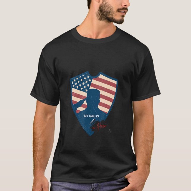 Camiseta 4 de julho Pai um verdadeiro salu americano para m (Frente)