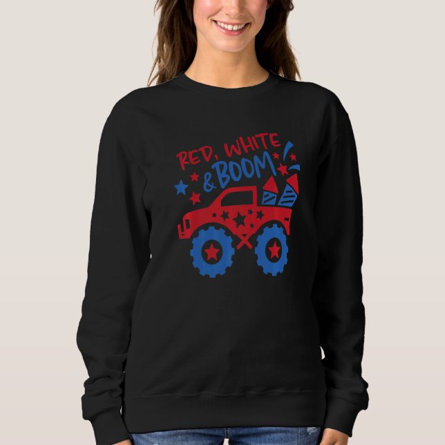 Camiseta 4 de julho para caminhonete infantil monstro (Frente)