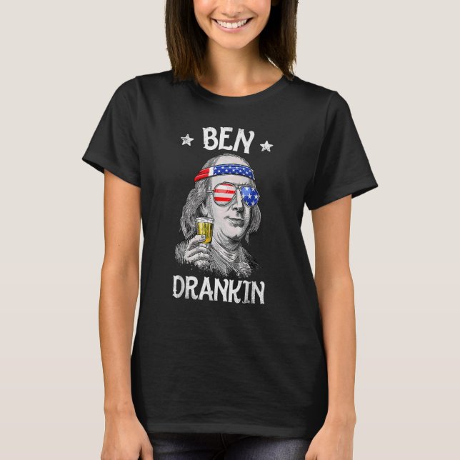 Camiseta 4 De Julho Para Homens Ben Drankin Benjamin Frankl (Frente)