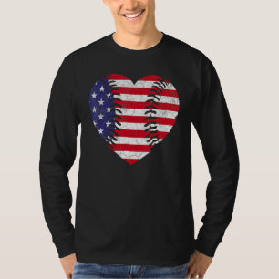 Camiseta 4 De Julho Para Mulheres Bandeira Americana Coraçã
