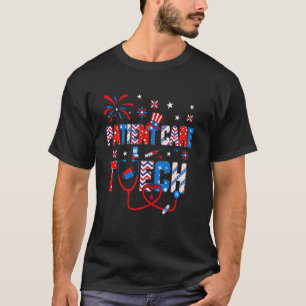 Camiseta 4 De Julho Para Mulheres Estetoscópio Cuidado Paci