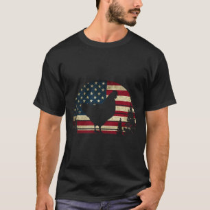 Camiseta 4 De Julho Patriótico Galinha Americana Bandeira D