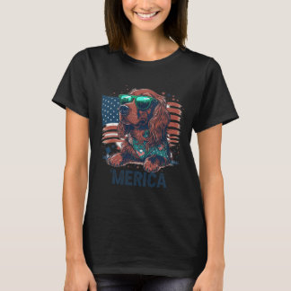 Camiseta 4 De Julho Patriótico Irlandês Setter Dog Merica