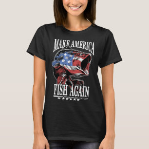 Camiseta 4 De Julho Pesca _ Faça A América Pescar Novamente