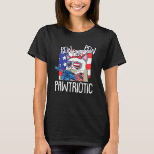Camiseta 4 de julho Pew Pawtriotic Cat Patriotic American