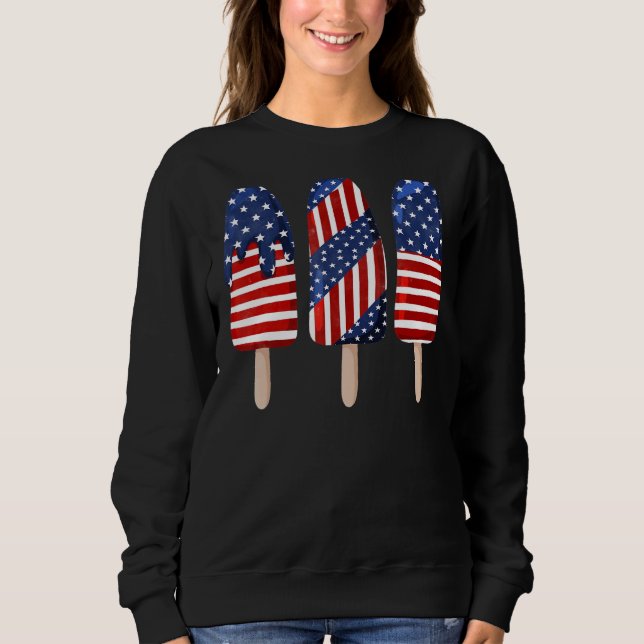 Camiseta 4 De Julho Picolé Vermelho Branco Blue American Fl (Frente)