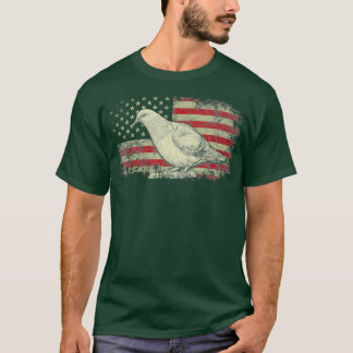 Camiseta 4 de julho Pigeon Bird USA Flag Patriotic Lover