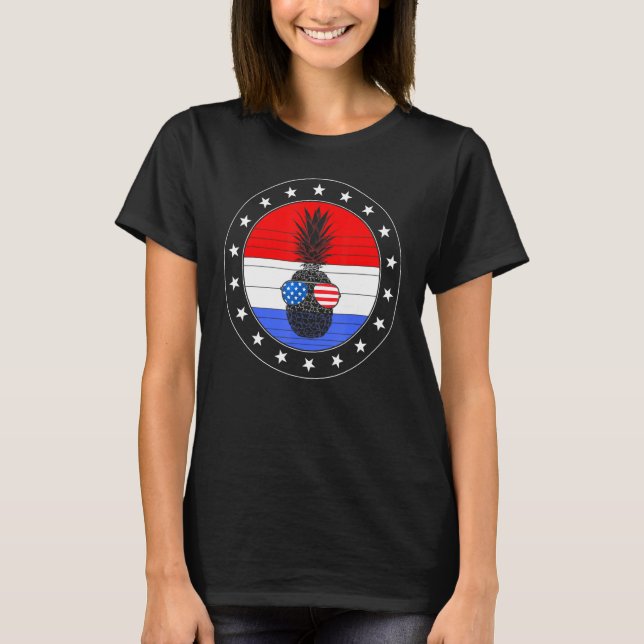 Camiseta 4 De Julho Pineapple Cute Beach Aloha Independênci (Frente)