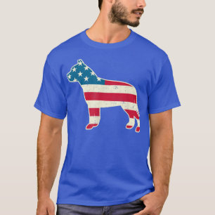 Camiseta 4 de julho Pit Bull Terrier Dog American Flag EUA