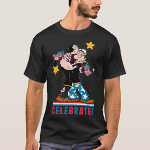 Camiseta 4 de julho Popeye e Olive Oyl Patriotic Sua e