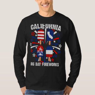 Camiseta 4 De Julho Popsicle California Patriotic Firework