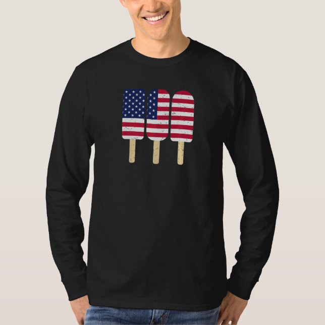 Camiseta 4 De Julho Popsicle Patriotic American Flag Memor (Frente)