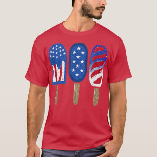 Camiseta 4 de julho Popsicle Red White Blue American Flag