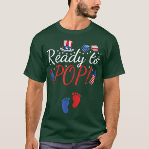 Camiseta 4 de julho Pronto para Pop de Anúncio de Gravidez
