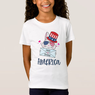 Camiseta 4 de julho Rabbit com bandeira dos EUA Óculos Sun