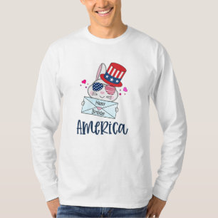 Camiseta 4 de julho Rabbit com bandeira dos EUA Óculos Sun