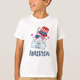 Camiseta 4 de julho Rabbit com bandeira dos EUA Óculos Sun