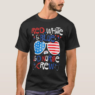 Camiseta 4 De Julho Red White Blue L&d Enfermeira Crew Patr