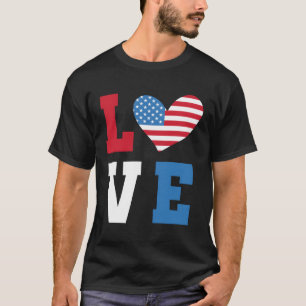 Camiseta 4 De Julho Red White Blue Love Usa Flag Independe