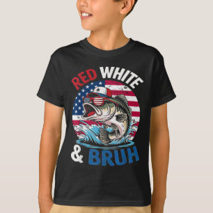 Camiseta 4 De Julho Retro América Pesca Patriótica Red Wh