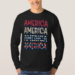 Camiseta 4 de julho, Retro Patriótico Americano Vermelho Az