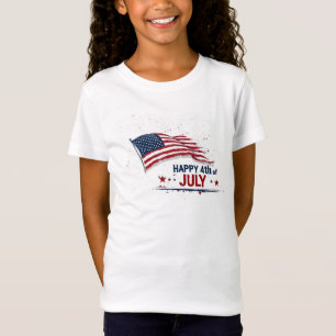 Camiseta 4 de Julho - Salpico de Tinta Artística da Bandeir