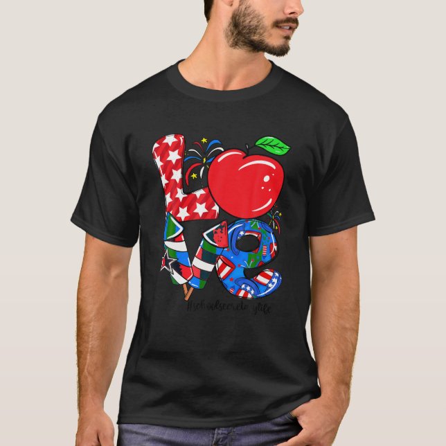 Camiseta 4 de julho Secretária de Escola Mulheres Homens Am (Frente)
