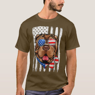 Camiseta 4 De Julho Shar Pei American Flag Patriotic Dog L