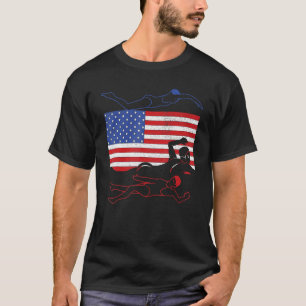 Camiseta 4 De Julho, Swimmer Aquatic Sport Athlete EUA Flag