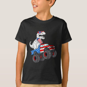 Camiseta 4 De Julho T Rex Dino Trex Dinosaur Monster Truck