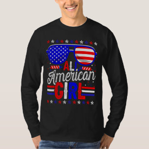 Camiseta 4 de julho Todas as Meninas Americanas Óculos Sola