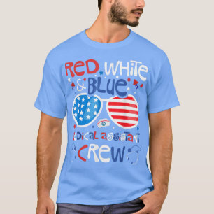 Camiseta 4 de julho Tripulação do Assistente Médico Azul Ve