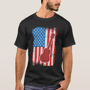 Camiseta 4 De Julho Usa Ukulele Musical