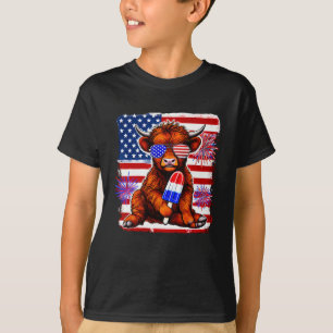 Camiseta 4 De Julho Vaca Fogos De Fogo Usa Americano