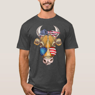Camiseta 4 de julho Vaca Heifer: Farmer-Esposa Ameri