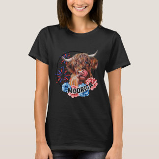 Camiseta 4 de julho Vaca Merica Moorica Americana