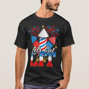 Camiseta 4 de Julho Vamos Ficar Iluminados Fogos de Artifíc