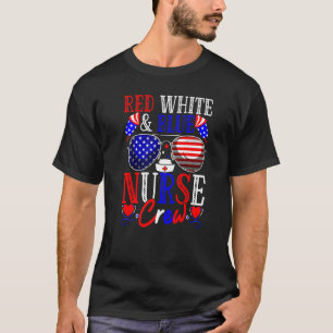 Camiseta 4 De Julho Vermelho Branco & Azul Equipe De Enferm