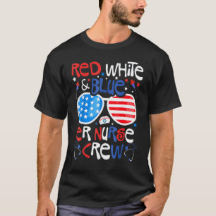 Camiseta 4 De Julho Vermelho Branco Azul Equipe Enfermeira