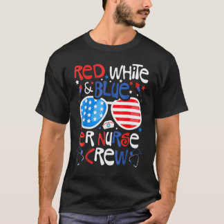 Camiseta 4 De Julho Vermelho Branco Azul Equipe Enfermeira 