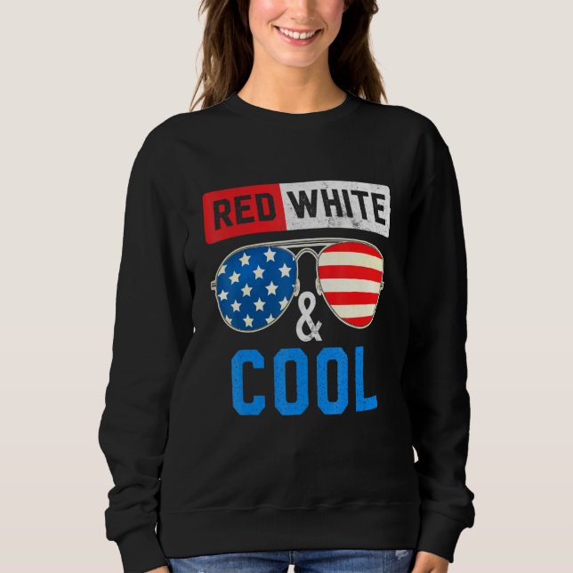 Camiseta 4 De Julho Vermelho Branco E Óculos De Sol Legal M (Frente)