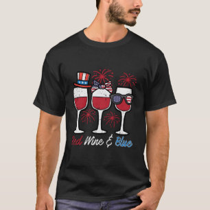 Camiseta 4 De Julho Vermelho Branco Óculos Azuis Nos Bandei