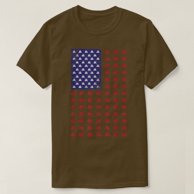 Camiseta 4 de julho Video Game Gamer 80s Arcade USA Flag K (Frente do Design)