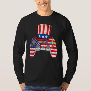 Camiseta 4 de julho Vídeo Jogo American Flag Tio Sam Gam