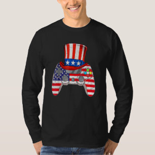 Camiseta 4 de julho Vídeo Jogo American Flag Tio Sam Gam