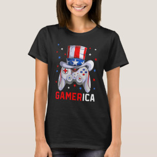 Camiseta 4 de julho Vídeo Jogo American Flag Tio Sam Gam