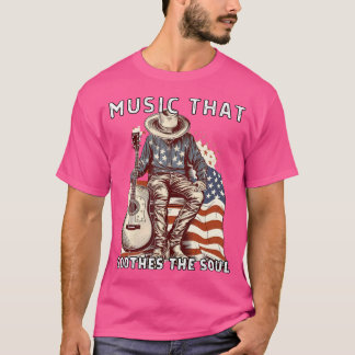 Camiseta 4 De Julho Violão Acústico Vintage Usa Flag Guita