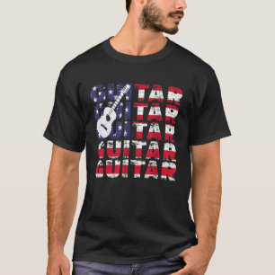 Camiseta 4 De Julho Violão Bandeira Americana Guitarrista V